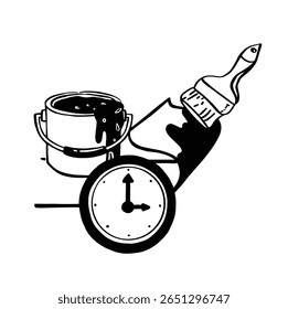 quick drying paint monochrome simple vector