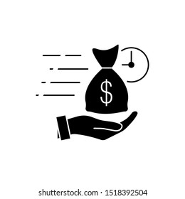 Quick And Easy Loan Fast Money Providence Icon Vector Illustration. Easy Instant Credit, Loan Payment, Fast Money Icon, Finance Black Symbol For Web And Mobile Phone On White Background 