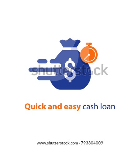 Quick and easy loan, fast money providence, business and finance services, timely payment, financial solution, vector icon