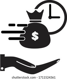 quick and easy loan icon on white background. flat style. fast money providence icon for your web site design, logo, app, UI. easy instant credit symbol. fast money sign. 
