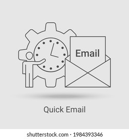 Quick Email icon.The concept of using modern technologies in messengers and mail.Vector illustration of the thin line icon.Black on a white background.