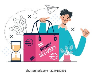 Quick express delivery online internet order concept. Vector flat graphic design illustration
