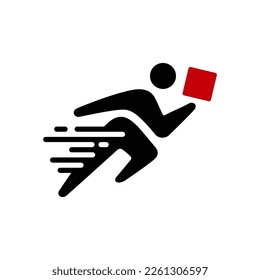 quick fast delivery man dash logo vector icon illustration