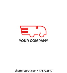 Quick fast delivery truck logistic bold line logo tempate