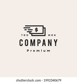 quick fast money hipster vintage logo vector icon illustration