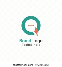 Quick Flash Chat Bot Logo Vector Graphic Design