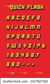 Quick flash vector font letter speed alphabet typography lettering