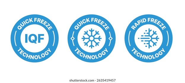 Quick freeze Badge Icons with snowflake symbol for rapid frozen technology, Vector Illustration