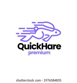 quick hare rabbit bunny fast dash logo vector icon illustration