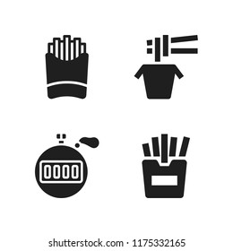 quick icon. 4 quick vector icons set. noodle, french fries and stopwatch icons for web and design about quick theme