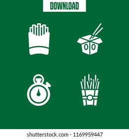 quick icon. 4 quick vector set. noodles, french fries and chronometer icons for web and design about quick theme