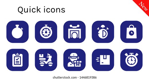 quick icon set. 10 filled quick icons.  Simple modern icons about  - Stopwatch, Trick, Stop watch, Delivery, Timer