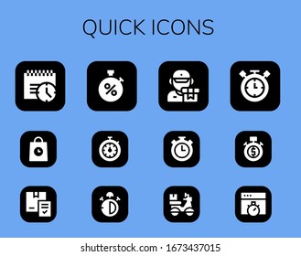 conjunto de iconos rápidos. 12 iconos rápidos rellenos. Iconos de plazo, entrega, stopwatch, Stop watch, Timer, Chronometer incluidos