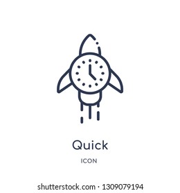 quick icon from startup outline collection. Thin line quick icon isolated on white background.