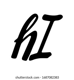 Quick inscription marker with the word Hi. Black on a white background. Vector.