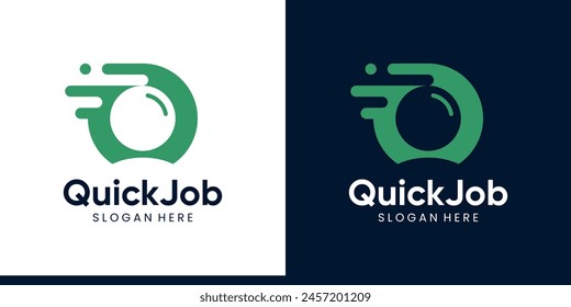 Quick job logo design. People recruitment logo with fast design graphic symbol icon vector.