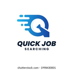 Quick Job Logo Template Design. Letter Q logo. Fast tie vector illustration