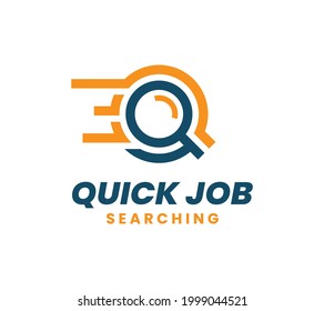 Quick Job Logo Template Design. Fast search logo. Logistic delivery vector illustration