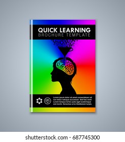 Quick learning brochure or book cover template on grey background