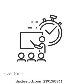 quick learning icon, fast training, rapid education, thin line symbol on white background - editable stroke vector illustration eps10