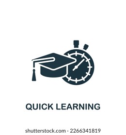 Quick learning icon. Monochrome simple sign from performance collection. Quick learning icon for logo, templates, web design and infographics.