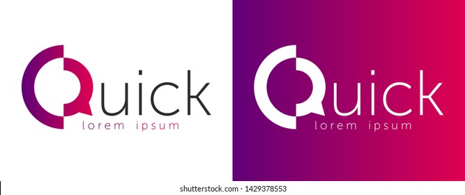 Quick lettering vector sketch logo. design logo quick with abstract Q. letter Q logo