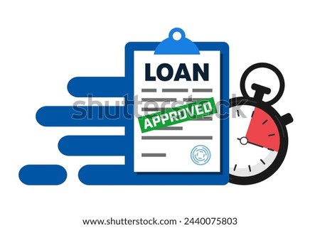 Quick Loan Concept. Document and Stopwatch. Vector illustration.