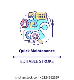 Quick maintenance concept icon. Easy serviging for application. Web 3 0 abstract idea thin line illustration. Isolated outline drawing. Editable stroke. Arial, Myriad Pro-Bold fonts used