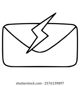 quick message or fast response with thunder mark hand drawn doodle outline icon