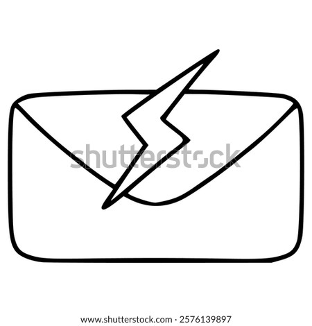 quick message or fast response with thunder mark hand drawn doodle outline icon