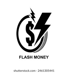 Icono de dinero rápido. Icono de dinero flash. Icono de flash aislado en el fondo.