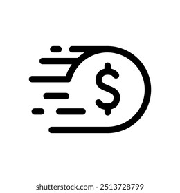 Diseño de estilo de línea de icono de dinero rápido. Ilustraciones vectoriales simples.