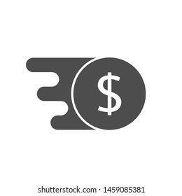 Quick money transfer icon. Dollar coin, Vector illustration