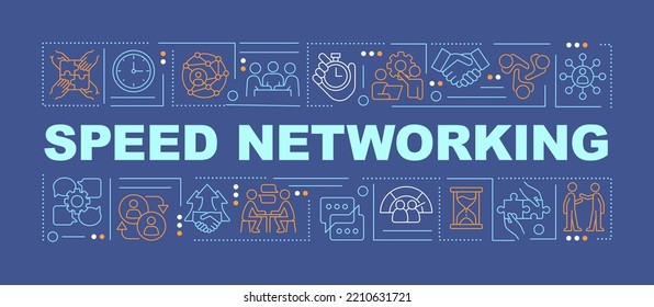 Quick Networking Word Concepts Blue Banner. Icebreaker Game. Infographics With Editable Icons On Color Background. Isolated Typography. Vector Illustration With Text. Arial-Black Font Used