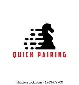 quick pairing chess game knight horse stallion  logo design vector illustration