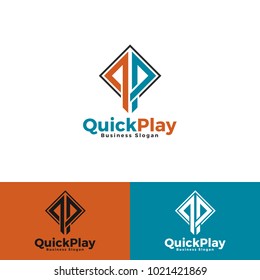 Quick Play - Stylish Letter Q & P with square concept