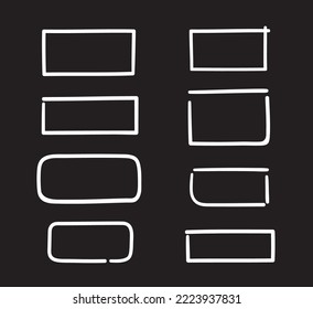 Quick rectangle. Hand drawn sketches of geometric shapes. Abstract rectangles. Black and white illustration