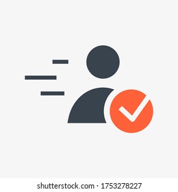 Quick registration done line vector icon. People vector symbol. Avatar with plus icons set for web design. Modern flat web profile icon for app design. User face minimal flat linear icons