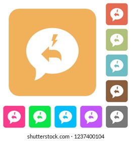 Quick reply message flat icons on rounded square vivid color backgrounds.