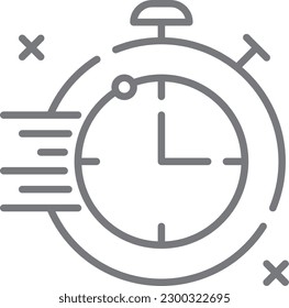 Quick Response Feedback Symbol mit schwarzem Rahmenstil. Zeit, Antwort, schnell, Uhr, Service, Support, schnell. Vektorgrafik