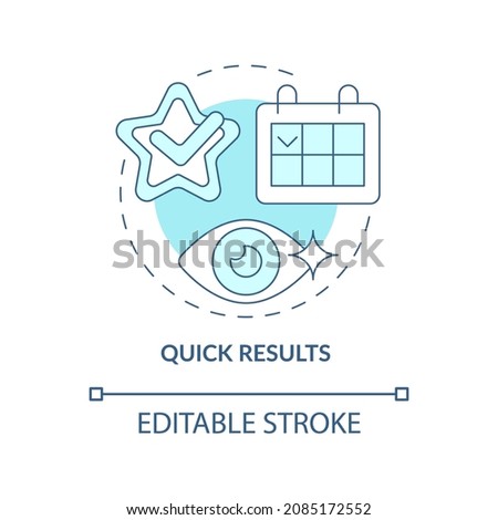 Quick results blue concept icon. Most effective procedure. Apparent benefits of laser eye surgery abstract idea thin line illustration. Vector isolated outline color drawing. Editable stroke