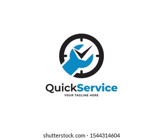 Quick Service Logo Template, Time Logo Vector