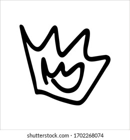 Un boceto rápido con un marcador de la corona. Estilo Doodle. Ilustración vectorial. Líneas negras y fondo blanco. Aislar.