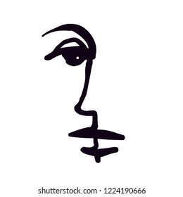 Quick sketch of human face on white background. Vector hand drawn illustration