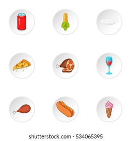 Quick snack icons set. Cartoon illustration of 9 quick snack vector icons for web