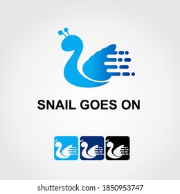 Quick snail vector logo template. Modern simple minimalist style