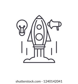 Quick start up business line icon concept. Quick start up business vector linear illustration, symbol, sign