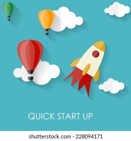 Quick Start Up Flat Concept Vector Illustration EPS10
