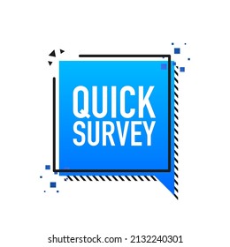 Quick survey flat blue banner. Vector illustration