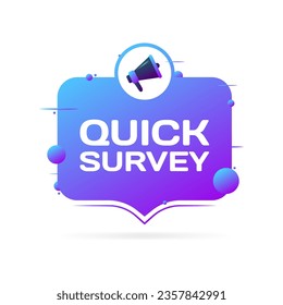 Quick survey icon. Flat, purple, megaphone icon, quick survey sign. Vector icon